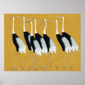 Beautiful Japanese Red Crown Cranes by Ogata Korin Poster (Vorne)