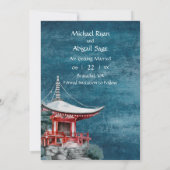 Beautiful Japanese Temple Nighttime Nature Wedding Save The Date (Rückseite)