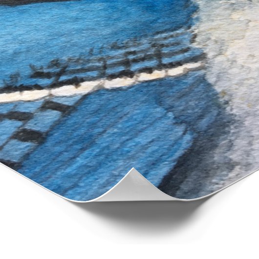 Beautiful Jay Bird Watercolor Poster (Ecke)