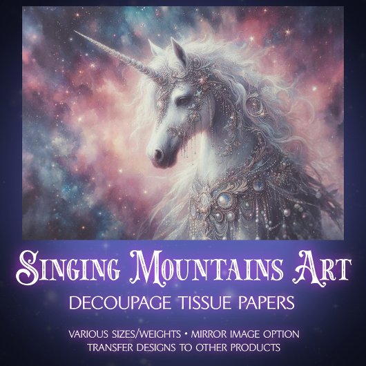 Beautiful Jeweled Unicorn DIY Crafting Decoupage Seidenpapier