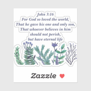 Beautiful John 3:16 Bible Verse Christliche Blume Aufkleber