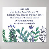 Beautiful John 3:16 Inspirational Christlich Flora Poster (Vorne)