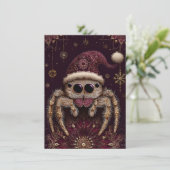 Beautiful Jumping Spider Christmas Cards Feiertagskarte (Stehend Vorderseite)
