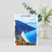 Beautiful Kefalonia Griechenland Wasserfarbe Postkarte (Stehend Vorderseite)