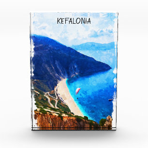 Beautiful Kefalonia Griechenland Wasserfarben Kuns Fotoblock