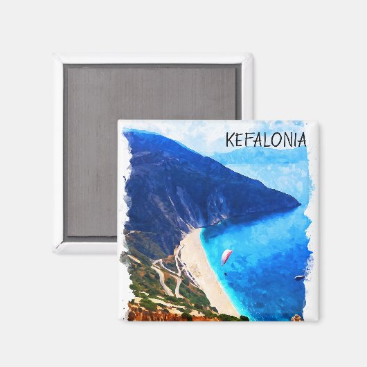 Beautiful Kefalonia Griechenland Wasserfarben Kuns Magnet (Vorderseite/Rückseite)