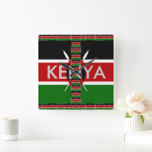 Beautiful Kenya Seamless Flags border frames Quadratische Wanduhr (Zuhause)