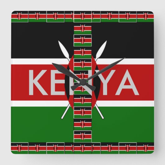 Beautiful Kenya Seamless Flags border frames Quadratische Wanduhr (Vorderseite)