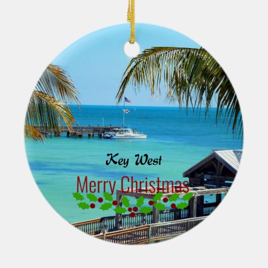 Beautiful Key West - Frohe Weihnachten Keramik Ornament (Hinten)
