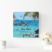 Beautiful Key West, landschaftliches Foto, Quadratische Wanduhr (Zuhause)