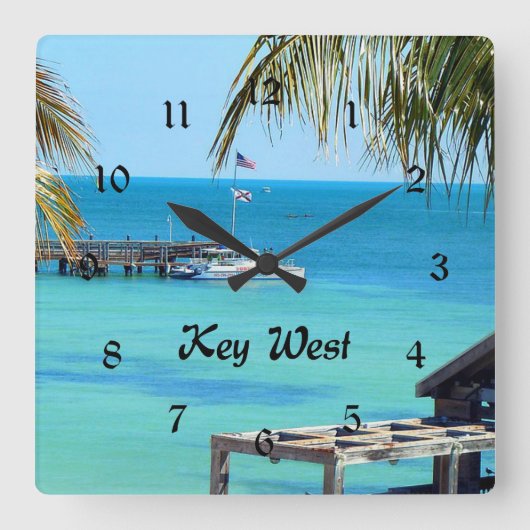 Beautiful Key West, landschaftliches Foto, Quadratische Wanduhr (Vorderseite)