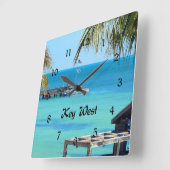 Beautiful Key West, landschaftliches Foto, Quadratische Wanduhr (Winkel)