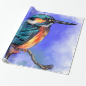 Beautiful Kingfisher Bird - Migne Wasserfarbe Kuns Geschenkpapier (Ungerollt)