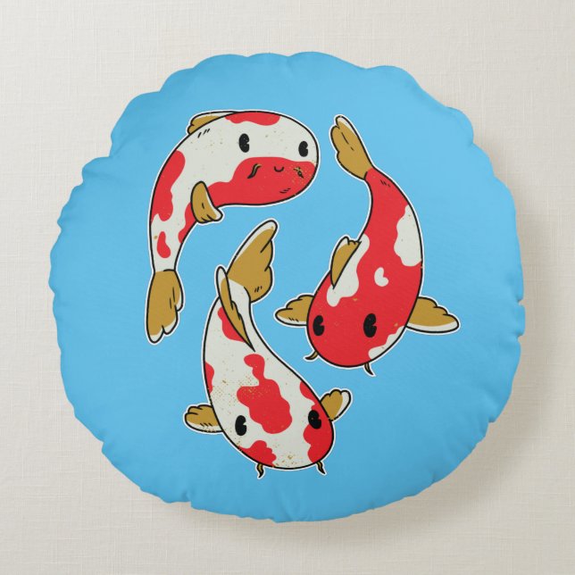 Beautiful Koi Fish Cartoon Design Rundes Kissen (Vorderseite)