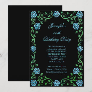 Beautiful Lacy Aqua Rose Gerahmt Geburtstagsparty Einladung