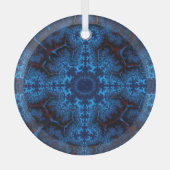 Beautiful Lacy Blue Fraktal Abstrakt Suncatcher Ornament Aus Glas (Vorderseite)