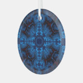 Beautiful Lacy Blue Fraktal Abstrakt Suncatcher Ornament Aus Glas (Vorderseite links)
