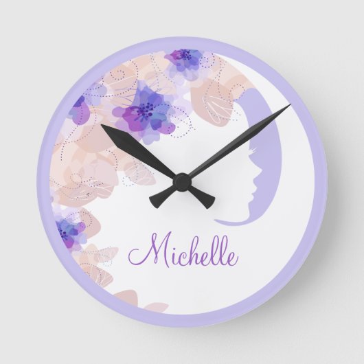 Beautiful Ladies Monogram Wall Decor Clocks Runde Wanduhr (Vorderseite)