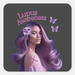 Beautiful Lady Lupus Awareness Quadratischer Aufkleber