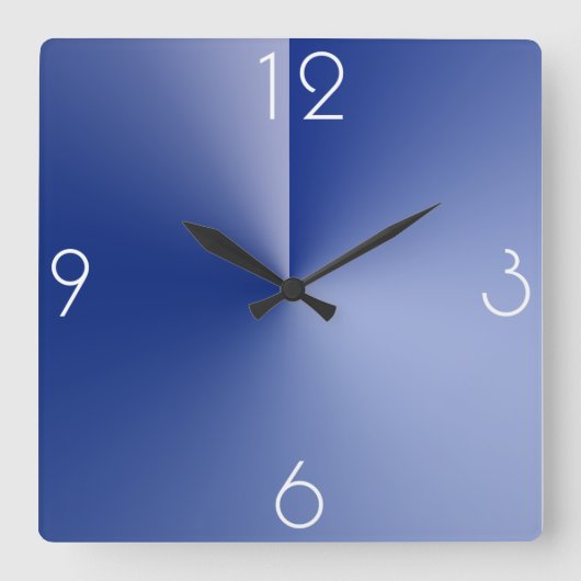Beautiful Large Blue Square Wall Clock Quadratische Wanduhr (Vorderseite)