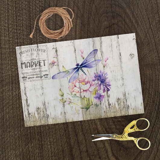 Beautiful Lavender Dragonfly Florals Seidenpapier