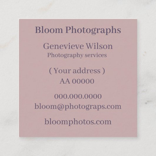 Beautiful Lavender Field Business Card Quadratische Visitenkarte (Rückseite)