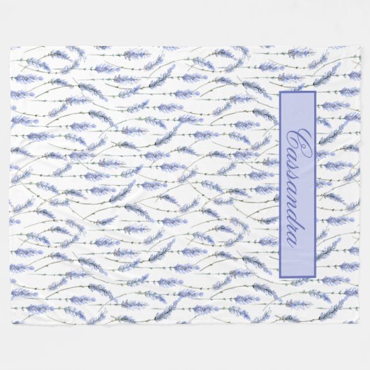 Beautiful Lavender Sprigs on White - Mit Monogramm Fleecedecke (Vorderseite (Horizontal))