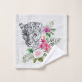 Beautiful Leopard Head Portrait Pattern Badhandtuch Set (Waschlappen)