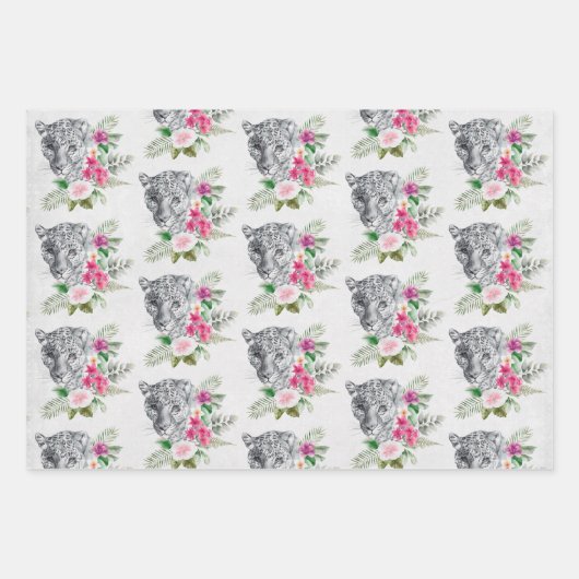 Beautiful Leopard Head Portrait Pattern Geschenkpapier Set (Vorderseite 3)