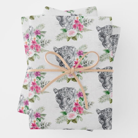 Beautiful Leopard Head Portrait Pattern Geschenkpapier Set (Beispiel)