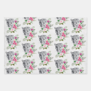 Beautiful Leopard Head Portrait Pattern Geschenkpapier Set