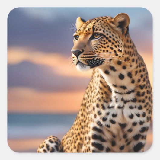 Beautiful Leopard Quadratischer Aufkleber (Vorderseite)