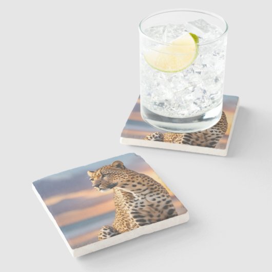 Beautiful Leopard Steinuntersetzer (Seitenansicht)