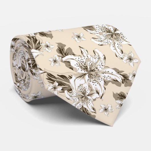 Beautiful light brown flower pattern krawatte (Gerollt)