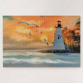 Beautiful Lighthouse and Sea Scene Painting Puzzle (Horizontal)