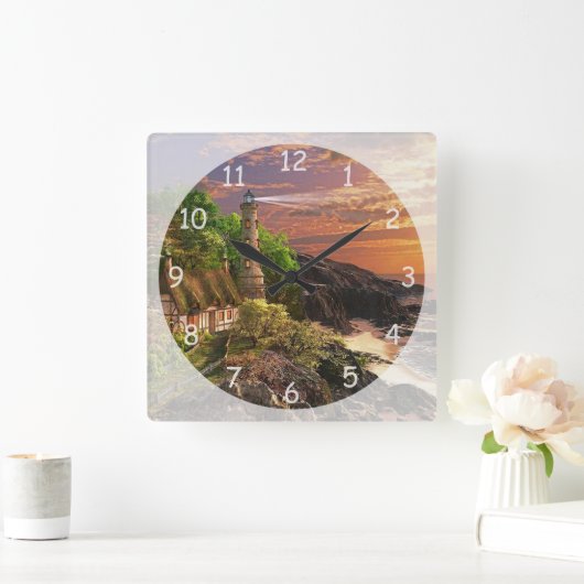 Beautiful Lighthouse Quadratische Wanduhr (Zuhause)