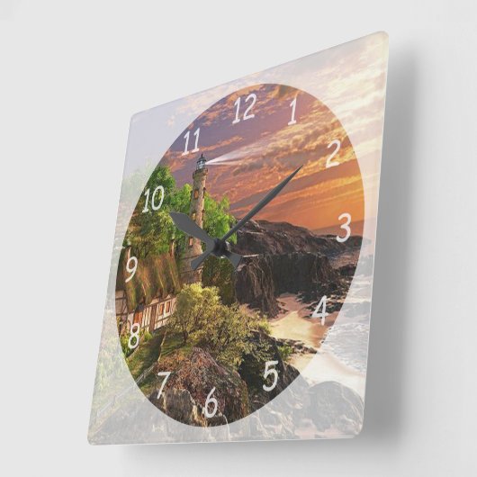 Beautiful Lighthouse Quadratische Wanduhr (Winkel)
