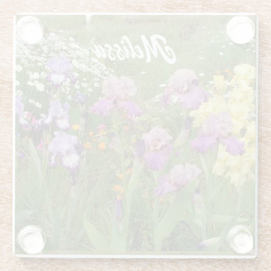 Beautiful Lila Iris Blume Blumengarten Glasuntersetzer (Rückseite)