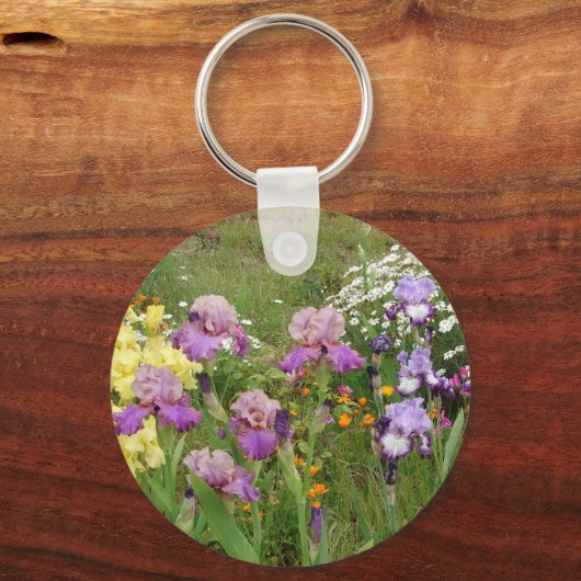 Beautiful Lila Iris Blume Blumengarten Schlüsselanhänger (Rückseite)