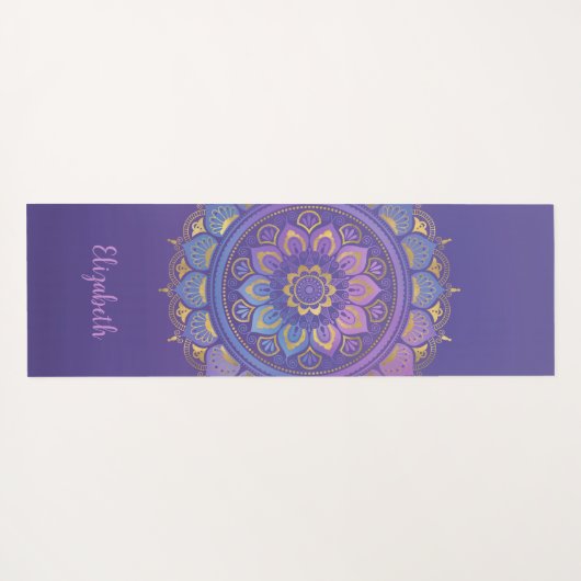 Beautiful Lila Mandala Pattern Yoga Mat Yogamatte (Rückseite (Horizontal))