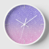 Beautiful Lila Pink Glitzer Ombre Uhr (Vorderseite)