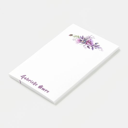 Beautiful Lila Poppies Name Inschrift Post-it Klebezettel (angewinkelt)