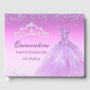 Beautiful Lilac Lila Custom Quinceanera Gästebuch