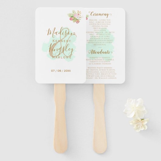 Beautiful Lime Green 💚 Botanic Boho Wedding Fächer (Vorne und Hinten)