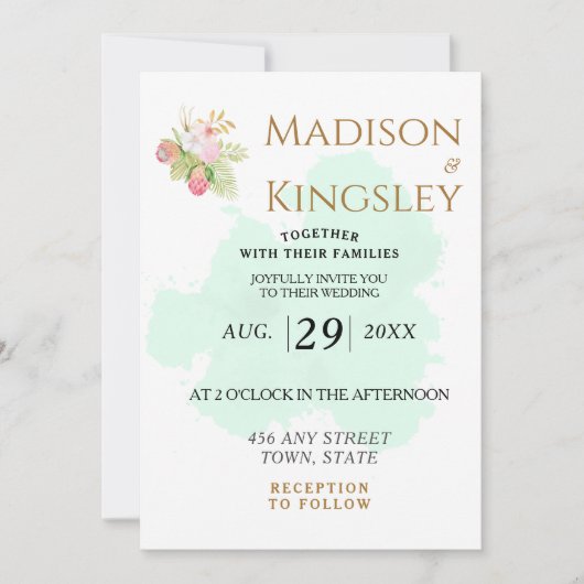 Beautiful Lime Green 💚 Elegant Boho Wedding Einladung (Vorderseite)