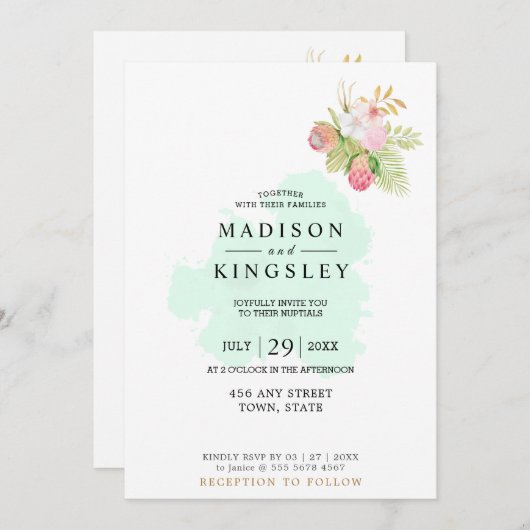 Beautiful Lime Green 💚 Elegant Boho Wedding Einladung (Vorne/Hinten)