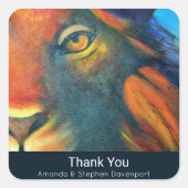 Beautiful Lion Head Portrait Regal Vielen Dank Quadratischer Aufkleber (Vorderseite)