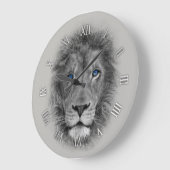 Beautiful Lion with blue Eyes Wall Clock Große Wanduhr (Winkel)