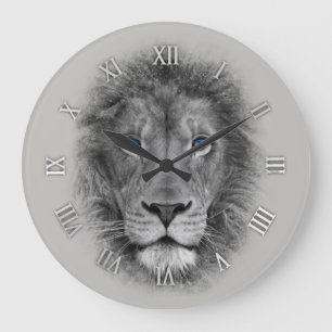 Beautiful Lion with blue Eyes Wall Clock Große Wanduhr