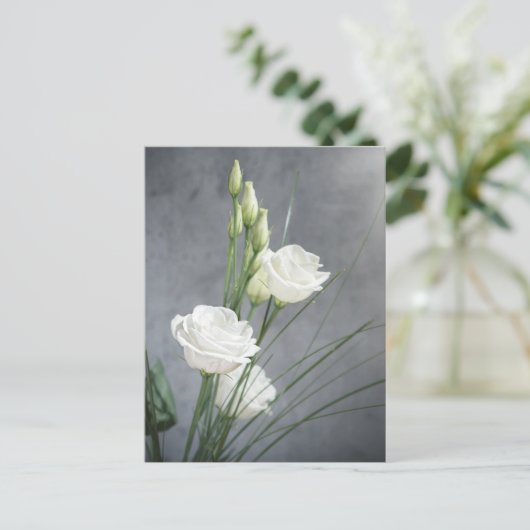 Beautiful Lisianthus White Blume Postcard Postkarte (Stehend Vorderseite)